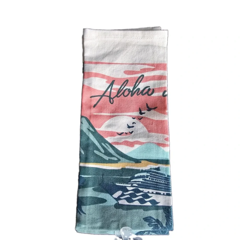Princess Cruise Lines Hawaii Souvenir Tea Towels Set of 2 NWT Tropical Kitchen